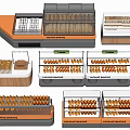 Modern Bakery Display Shelves With Glass Doors And Multiple Layers For Various Pastries