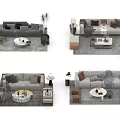Elegant Modern Sofa and Coffee Table Set with Accent Chairs and Area Rug 3d model