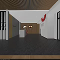 Modern Tobacco And Liquor Store Interior With Wooden Ceiling Shelves And Red Display Cabinets