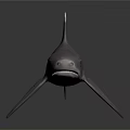 Realistic 3D Model Shark With Purple Gray Color And Shiny Surface On Dark Background