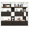 Modern Shelf Unit With Multiple Tiers Cabinet Doors And Decorative Items 3d model