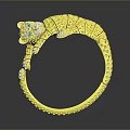 Gold Feline Design Ring With Diamond Studded Details And Green Gemstone Eyes