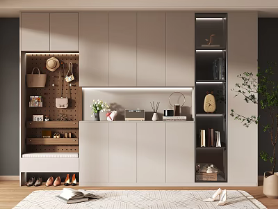 Modern Sleek Shoe Cabinet With Integrated Storage For Shoes Bags Books And Decorative Items 3d model