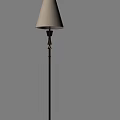 Floor Lamp With White Lampshade And Metal Stand On White Wall With Sunlight Shadow Effects