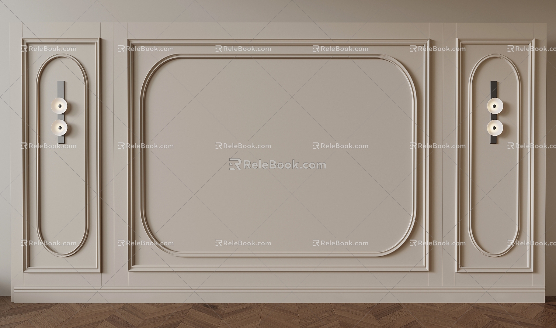 French antique background wall 3d model