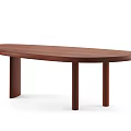 Modern Minimalist Walnut Coffee Table With Oval Top And Three Legs Design