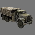 Military Style Utility Vehicle With Camouflage Cargo Bed And Six Wheel Design
