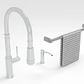 Modern Kitchen Faucet With Towel Rack Striped Towel And Small Auxiliary Faucet