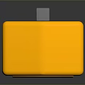 Yellow Mailbox With Small Window And Black Symbol On Metal Pole
