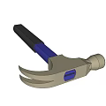 Industrial Hammer with Black Handle Blue Grip Silver Head Level Tool and Claw Design