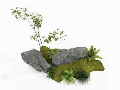 Modern stone ground cover plant moss micro-terrain pile slope model