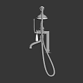 Modern Silver Shower Faucet With Fixed Head And Handheld Sprayer Controls 3d model