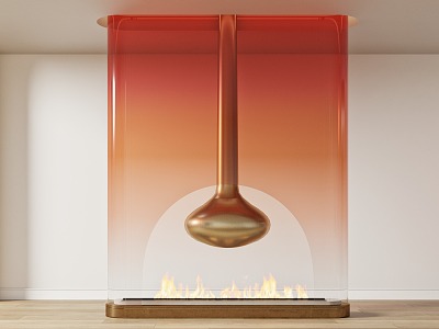 Glass gradient fireplace partition 3d model