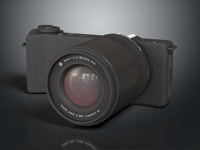 Professional Digital Camera Electronic Device With Black Body And Detachable Lens 3d model