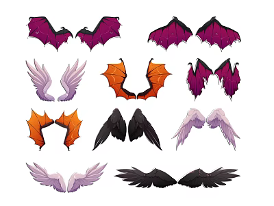 Colorful Animal Wing Wall Decor With Various Colors For Home Decoration 3d model