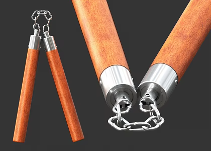 Nunchakus two-chakus two-chakus two-chakus two-chakus two-chakus two-chakus two-chakus two-chakus two-chakus two-chakus two-dragon stick 3d model