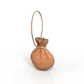 Small Brown Textile Bag With Metal Ring Handle For Daily Essentials Storage