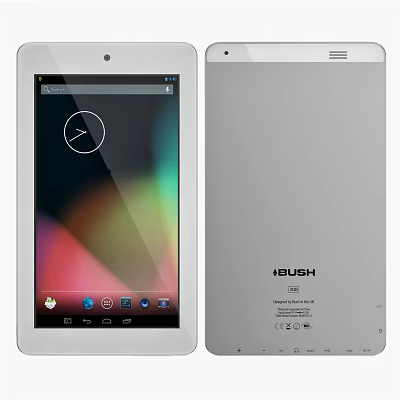 BUSH Digital Tablet Front Screen Interface With App Icons And Silver Back Design Details 3d model