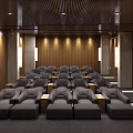 Elegant Modern Cinema Interior With Plush Seats Large Screen Movie Poster And Ambient Lighting