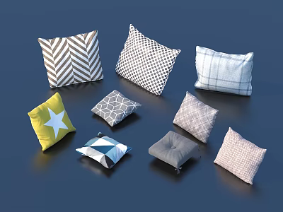 Colorful Decorative Throw Pillows With Various Patterns And Styles For Home Decor 3d model