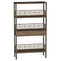 Vintage Wooden Shelf with Multiple Tiers Drawer and Openwork Design for Home Storage