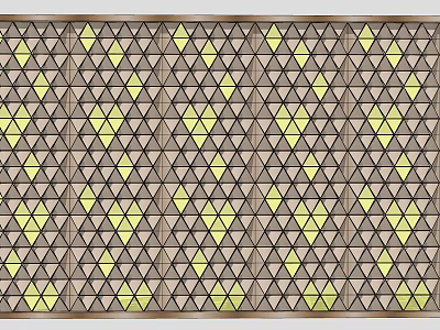 Modern Feature Wall Design With Triangular Geometric Pattern Yellow Triangles And Brown Frame 3d model