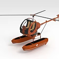 Orange Air Ambulance Helicopter With Floating Pontoons Transparent Cockpit And Dual Rotors