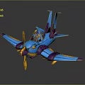 Colorful Blue And Purple Toy Airplane With Yellow Propeller And Wings