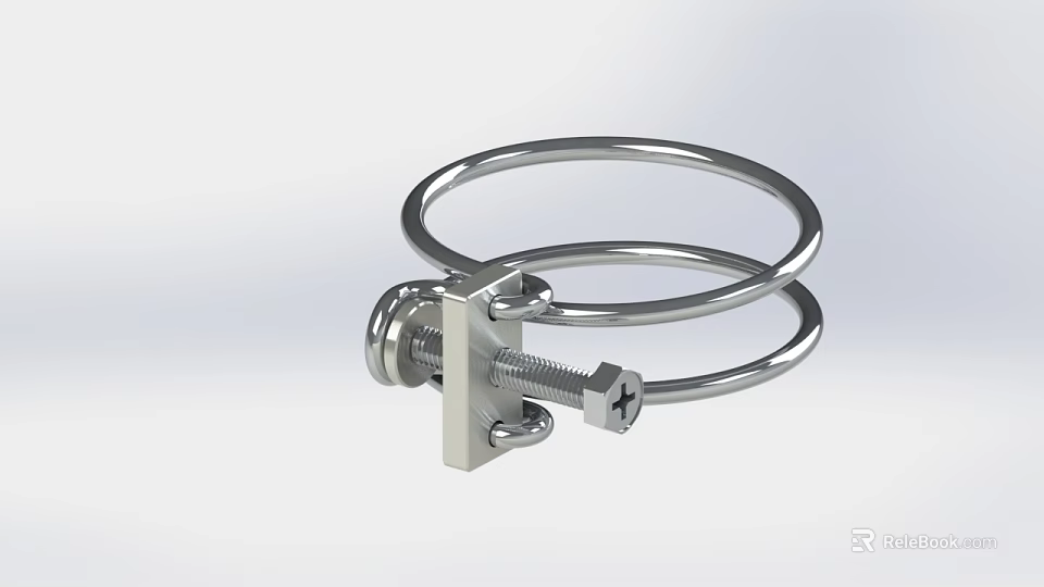 Stainless Steel Double Ring Clamp With Screw Fastener For Secure Mounting 3d model 