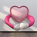 Heart Shaped Frame Photo Spot With Pink Arms White Hands And Wooden Floor