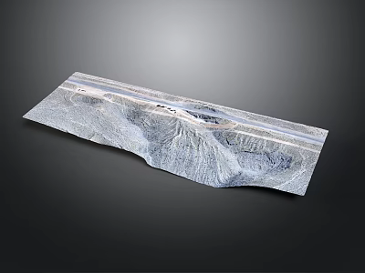 Detailed Mountain Terrain Model With Valley Ridge And Road Path 3d model