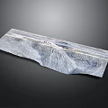 Detailed Mountain Terrain Model With Valley Ridge And Road Path