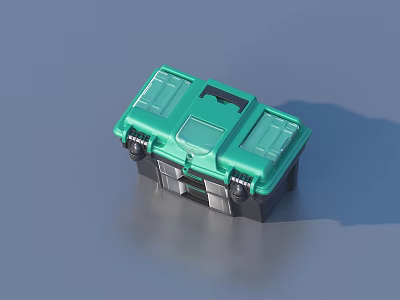 Green Plastic Toolbox For Household Storage With Lockable Lid And Organizer 3d model