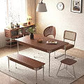 Modern Minimalist Dining Chairs With Wicker Back And Upholstered Seat For Wooden Table Setting