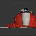 Red Thirst Aid Hat With Silver Cans Black Straps Blue Component And Tube 3d model