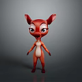Cute Cartoon Deer 3D Model Standing With Big Eyes Smiling Face And Brown White Fur