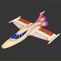 Cream Colored Toy Airplane with Orange Wings Cockpit Windows and Red Tail Tips