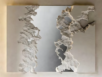 Artistic Modern Decorative Mirror With Sculptural White Irregular Frame 3d model