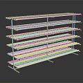 Durable White Multi Tiered Metal Display Shelf For Retail Store Storage 3d model