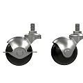 Durable Metal Casters with Black Wheels and Threaded Screws for Hardware Applications 3d model