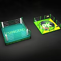 Cartoon Scene With Two Green Boxing Rings Featuring Tsingtao And Rio Logos