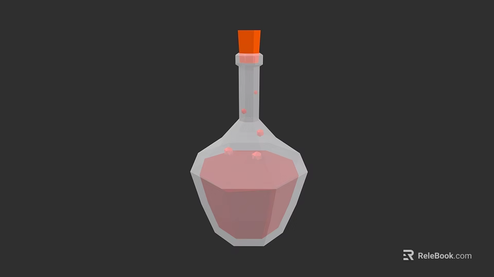 Magic Potion Weapon With Orange Cap Transparent Body And Pink Liquid 3d model 
