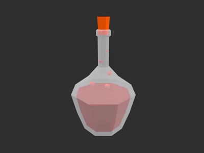 Magic Potion Weapon With Orange Cap Transparent Body And Pink Liquid 3d model