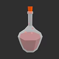 Magic Potion Weapon With Orange Cap Transparent Body And Pink Liquid