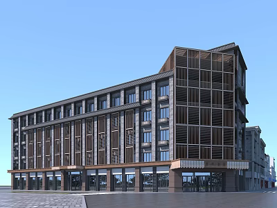Modern Hotel Building With Glass Facade And Multi Storey Stylish Exterior 3d model