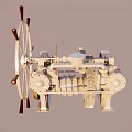 Vintage Industrial Mechanical Device With Steering Wheel Gears And Metal Parts