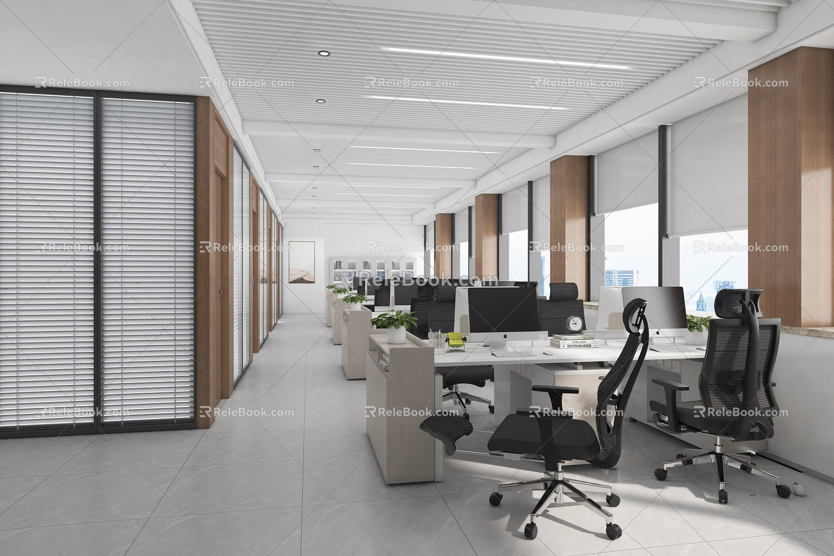 modern public office area office area 3d model