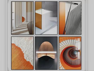 Abstract Artworks With Modern Geometric Patterns Lines And Vibrant Tones 3d model
