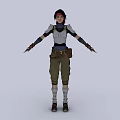 Tech Exhibition Hall Showcasing Futuristic Character Model With Mechanical Armor And Tactical Equipment