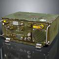 Green Vintage Military Electronic Device With Metal Handles Control Knobs And Caution Label 3d model